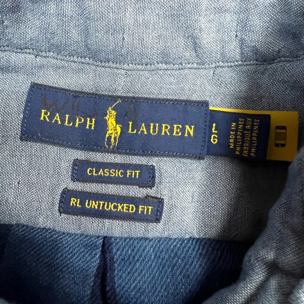 RECENT Polo Ralph Lauren Indigo Double Face Shirt L - Picture 3 of 5